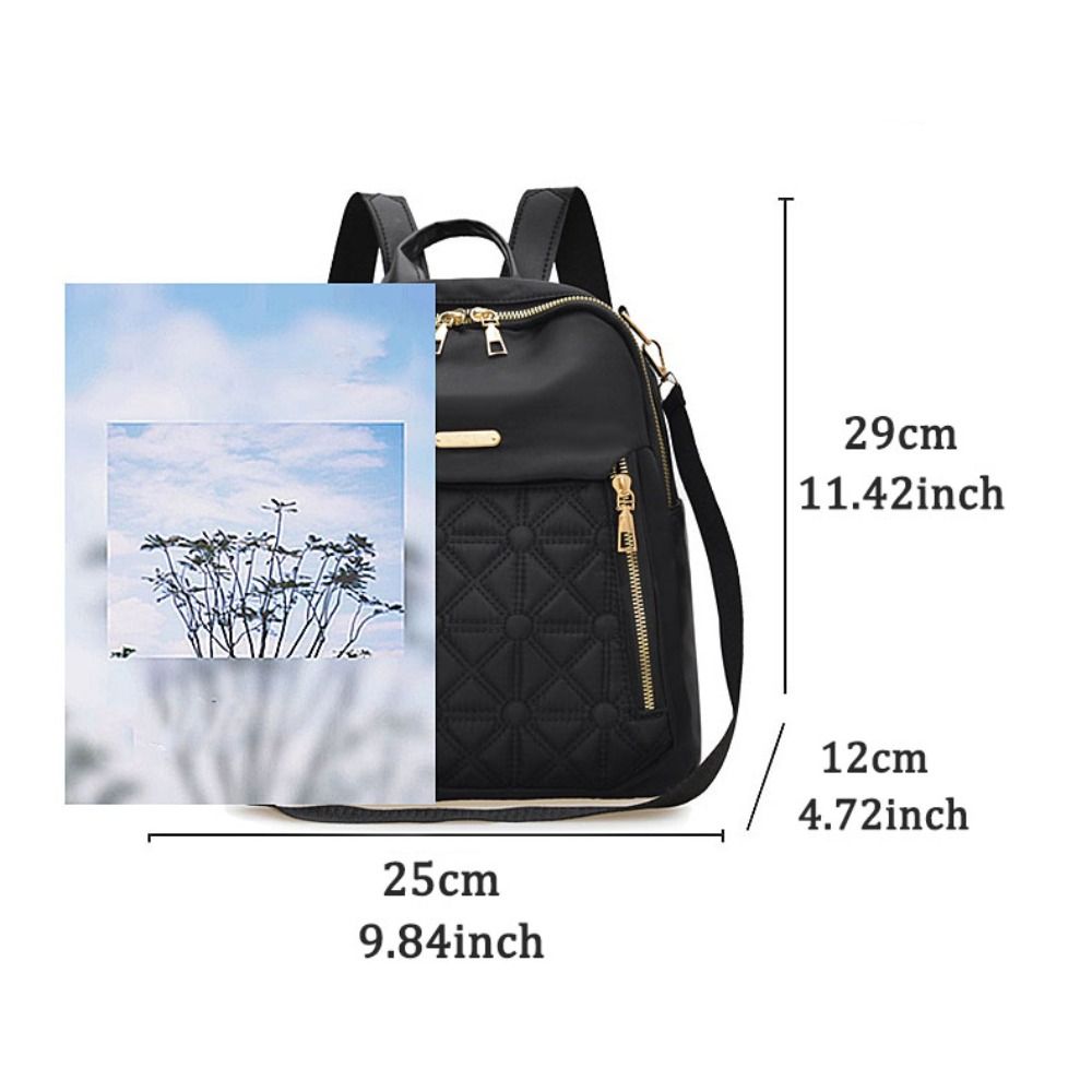Portable Oxford Cloth Simple Backpack Multi-functional Small Pack Solid Color Shoulder Bag Solid Color Retro Backpack Lady