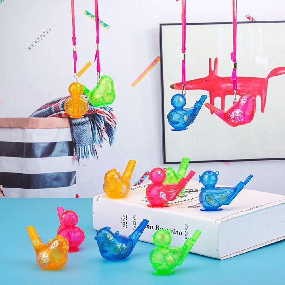 5PCS Outdoor Sports Funny Water Bird Whistle Colored Drawing Party Whistles Novelty Cute Musical Toy Bathtime