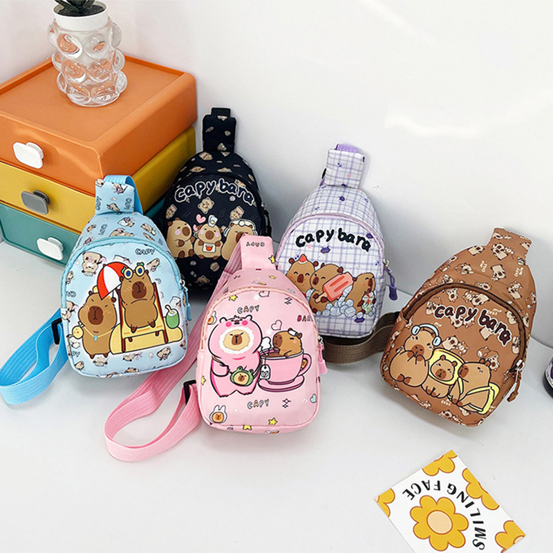 Cartoon Capybara Shoulder Bag Cute Children Messenger Bag Kawaii Fashion Capybara Chest Bag Multifunctional Storage Bag Gifts DD7