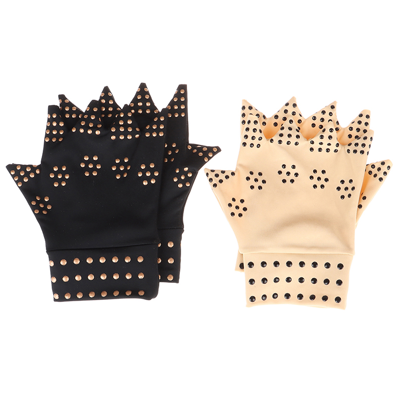 Wenefang Fashion 1pair Arthritis Compression Gloves Half Finger Wrist Support Non-slip Therapy Hand Protection Pain Relief Gloves