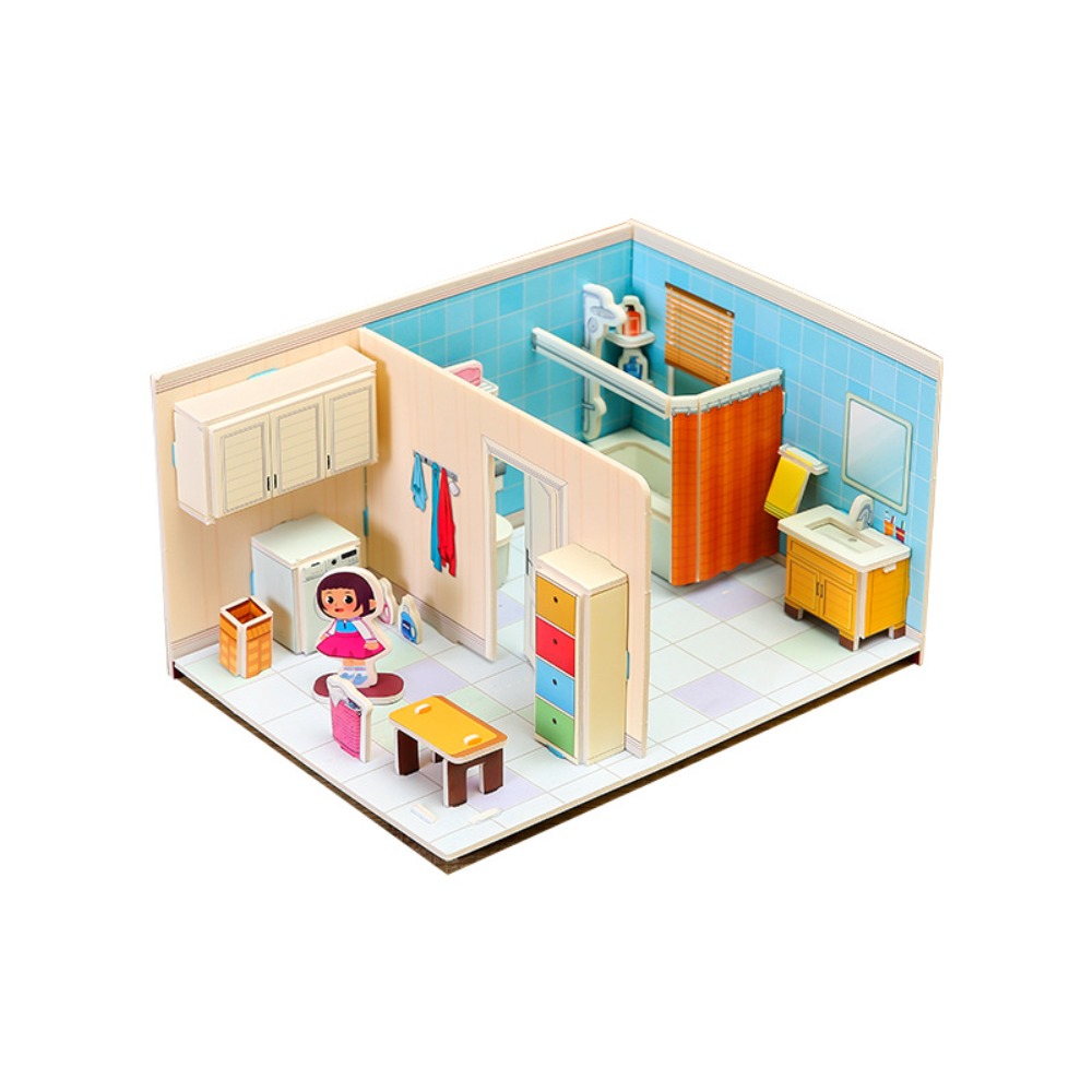 Creative Paper 3D Paper Puzzle Room DIY Bathroom Boys Girls Toys Assemble Gift Educational Boys