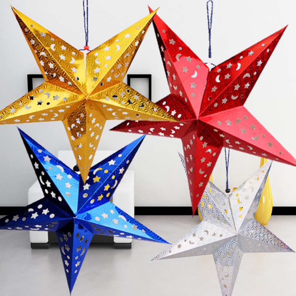 DIY 1pc Birthday Party Wedding Lampshade Ornaments Paper Star Hanging Decorations Festival Lantern