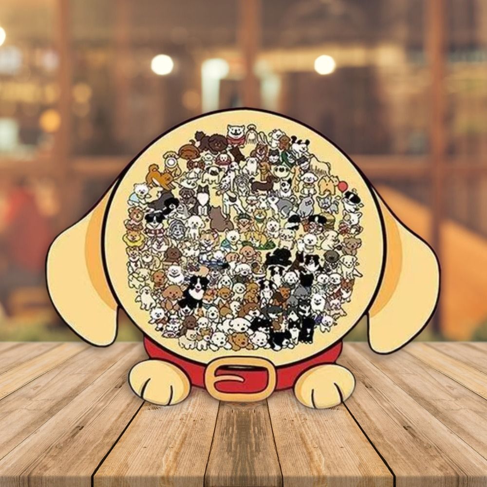 Adorable Irregular Dog Wooden Puzzle Bear Shape Brain Burning Animal Jigsaw Home Decor Colored Puppy Puzzle For Pet lovers