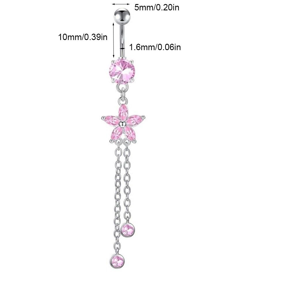 Vintage Flower Navel Ring Colorful Belly Button Ring Stainless Steel Punk Body Piercing Jewelry Girls