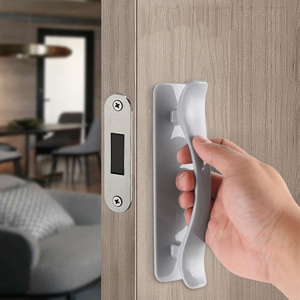Modern Self-adhesive Plastic Door Handle No punching Push-pull Door Punch-free Pulls Surface Mounted Plastic Cabinet Handle Move Sliding Door