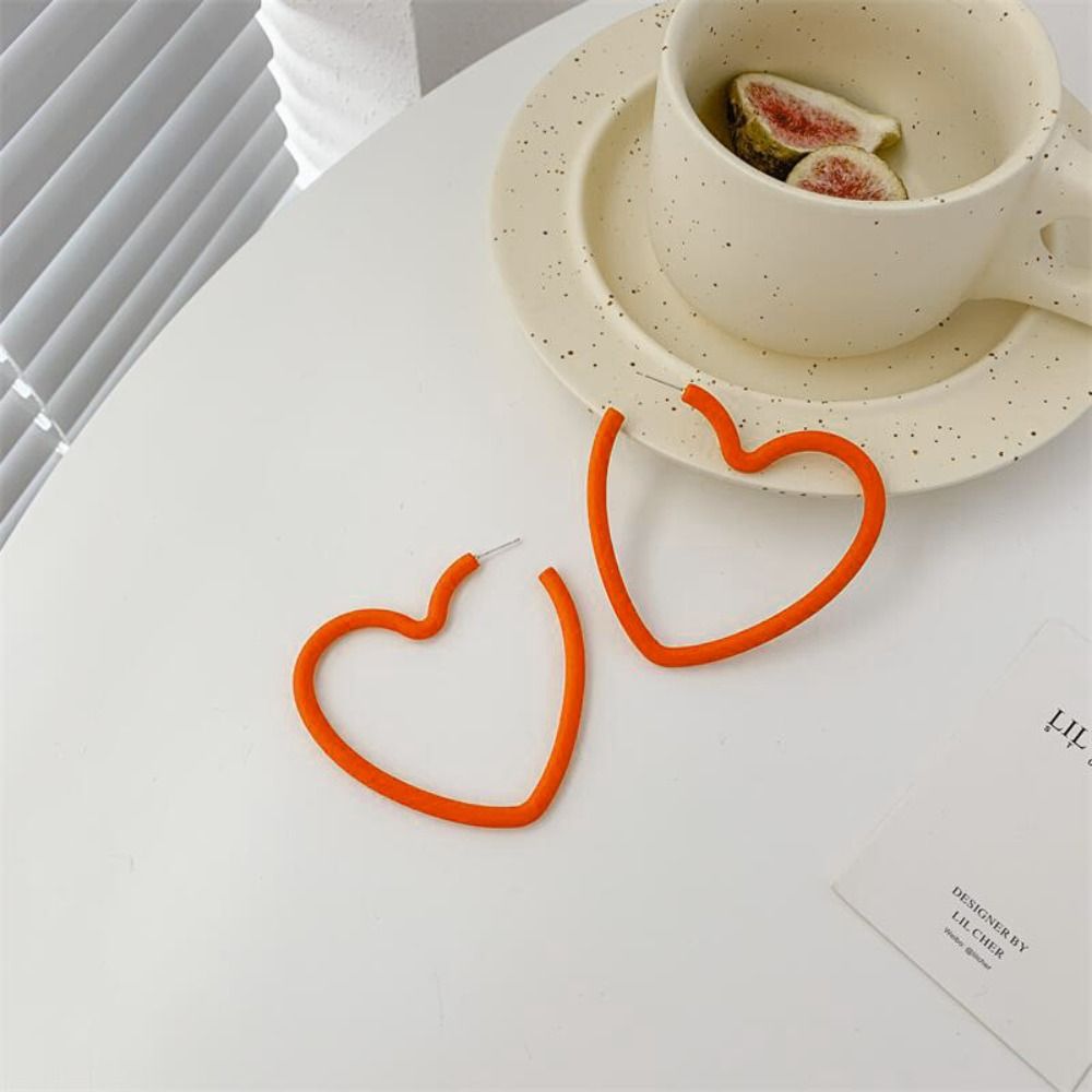 Simple Love Heart Hoop Earring Candy Colored Exaggerated Love Heart Big Hoops Geometric Fashion Personality Love Earrings Women