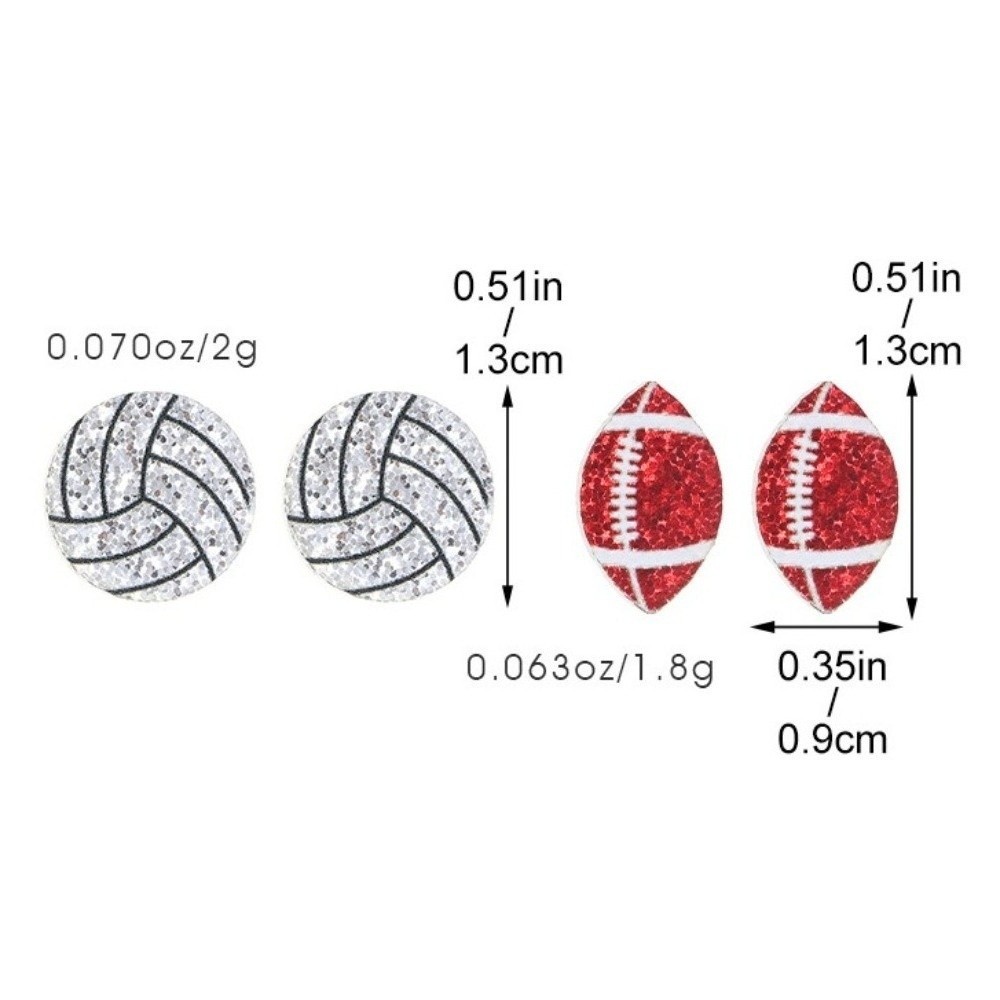 Minimalist Exquisite Acrylic Sparkling Ball Stud Earrings Basketball Football Tennis Baseball Acrylic Ball Ear Studs Embellishments Sports-Inspired Ear Jewelry Accessory for Men Women
