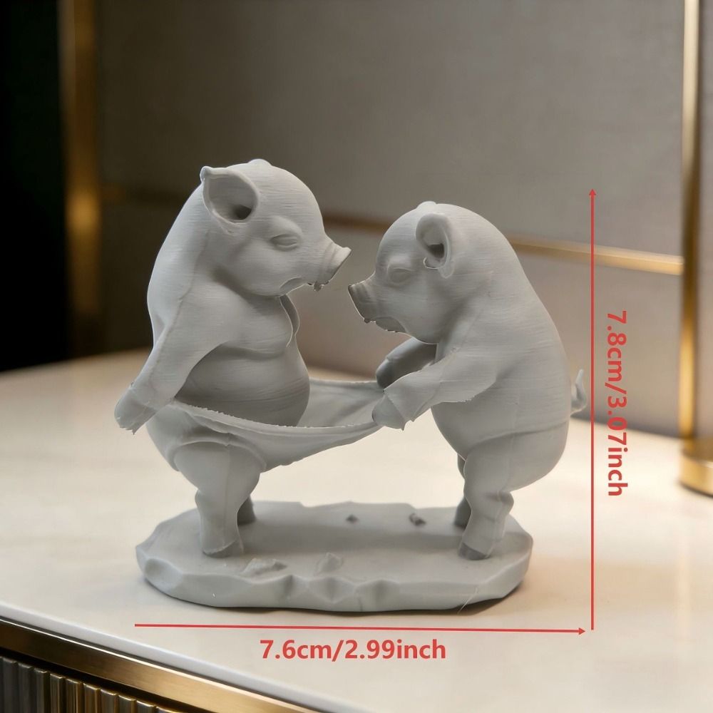 Unique Decorations 3D Printed Pig Toy Creative Animal Crafts Cartoon Pig Figurine 8cm Plastic Animal Pig Model Desktop Use