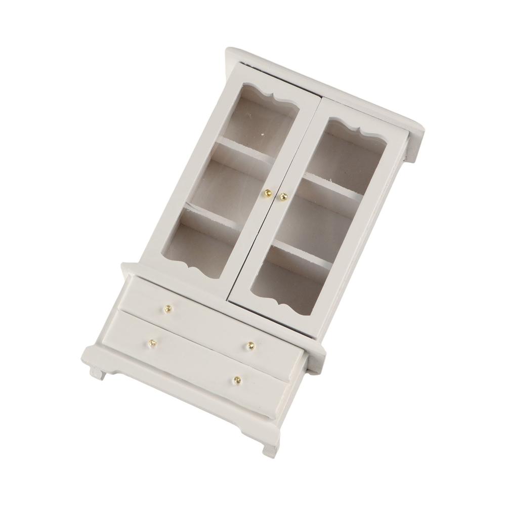 Tiny :12 Miniature Furniture Model DIY Wooden Pretend Play Toy Three Layer Bookcase Doll House Accessories Party