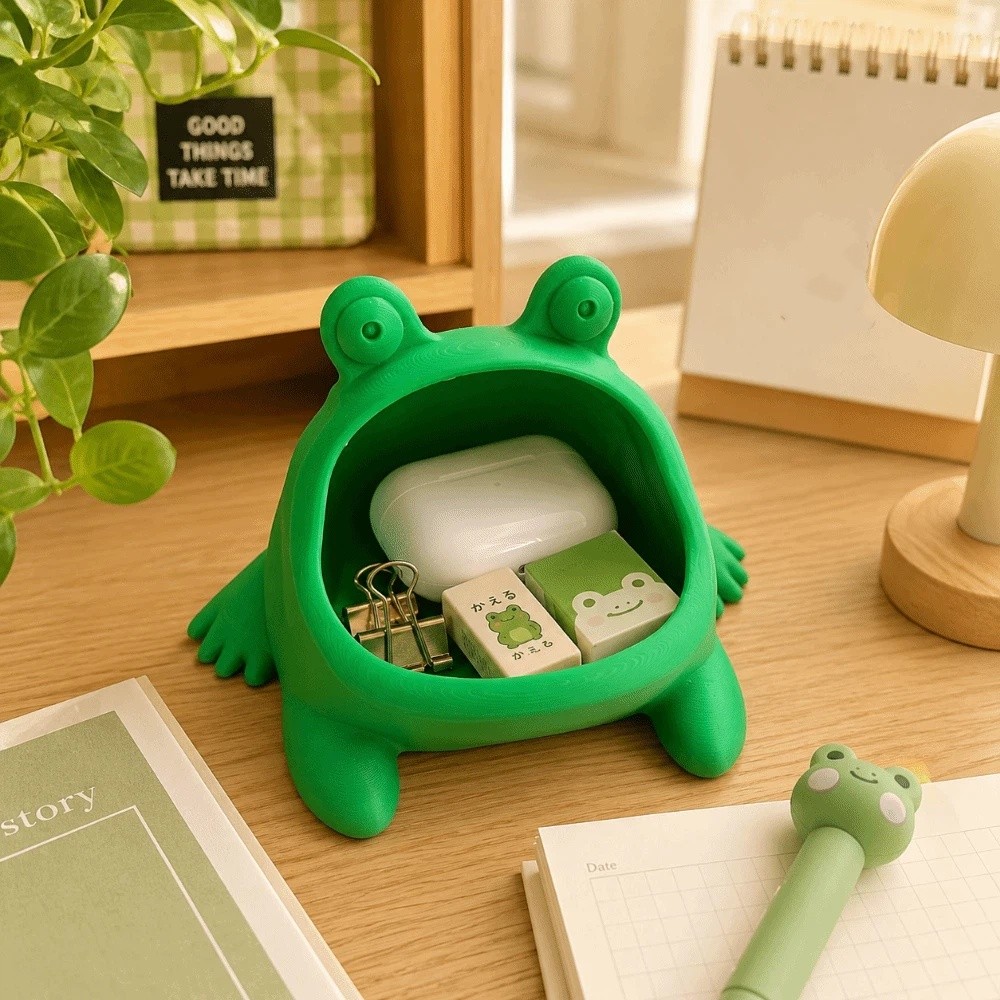 Multi-purpose 3D Printed Desktop Organizer Ornaments Big Mouth Jewelry Dish Tray Home Decor Funny Frog Storage Box Gift