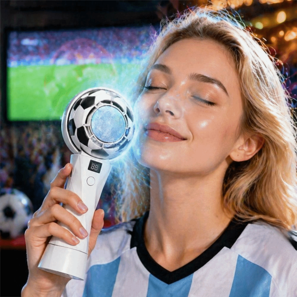 Cute Mini Soccer Cooling Electric Fan High Speed 5 Setting Handheld Fan LED Display Rechargeable Portable Fan Outdoor