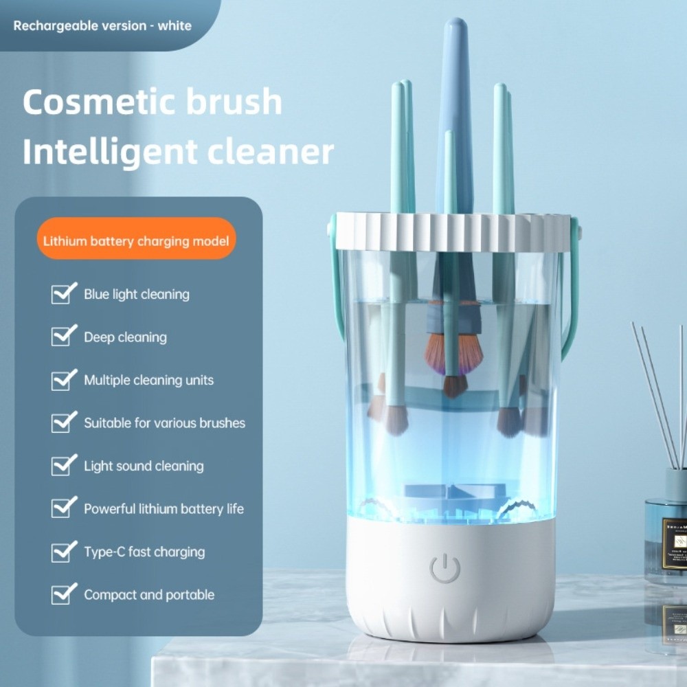 Portable Transparent Electric Makeup Brush Cleaner and Dryer Quick Drying Efficient Deep Clean Automatic Cosmetic Washing Tool Powerful Easy To Operate Cosmetic Brush Storage Box for Makeup Brushes