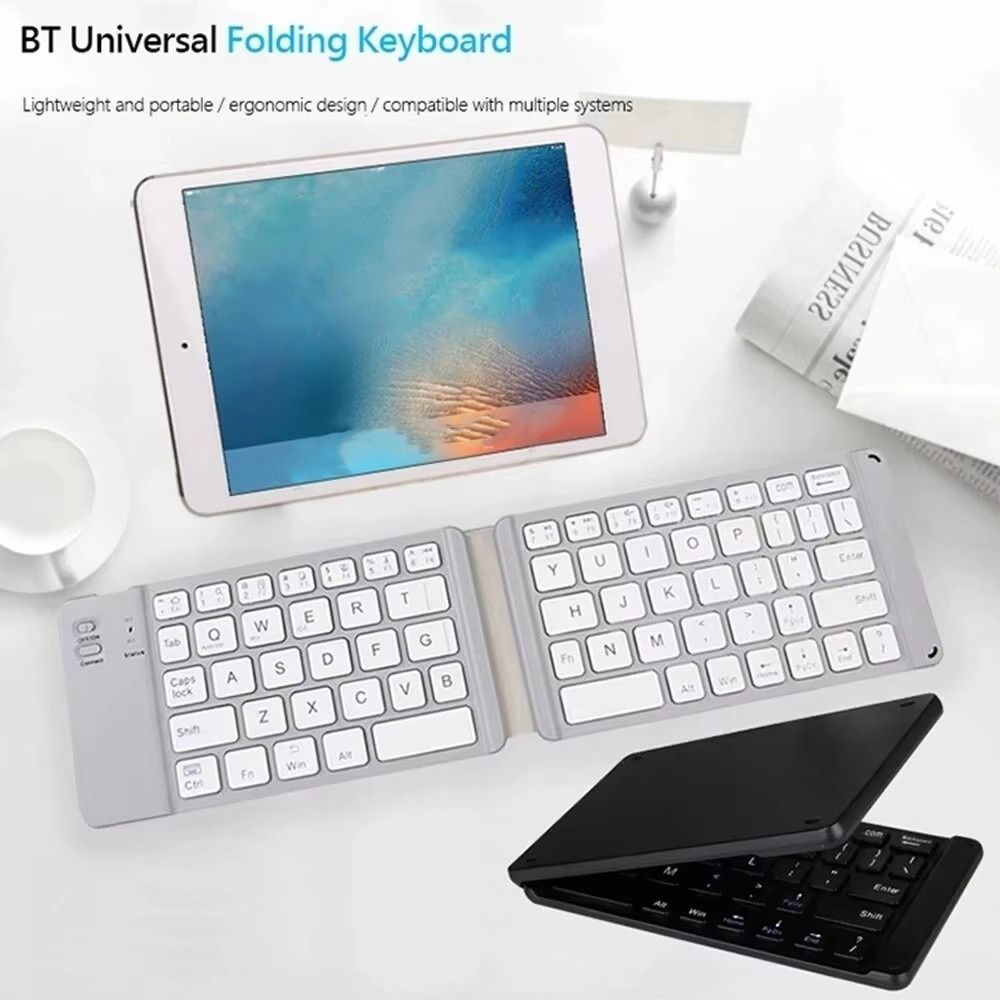 Fashion Slient Wireless Folding Keyboard Mini Rechargeable Bluetooth Keyboard Portable Slim Design Foldable Keyboard Office