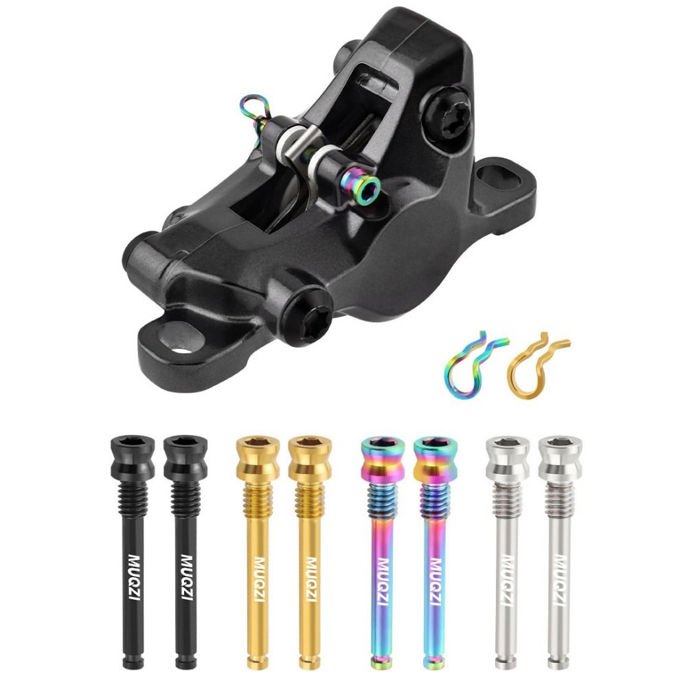 1set Titanium Disc Brake Pad Bolts M4x26mm with Spring Clips Fixing Pins Lightweight Bicycle Brake Screws