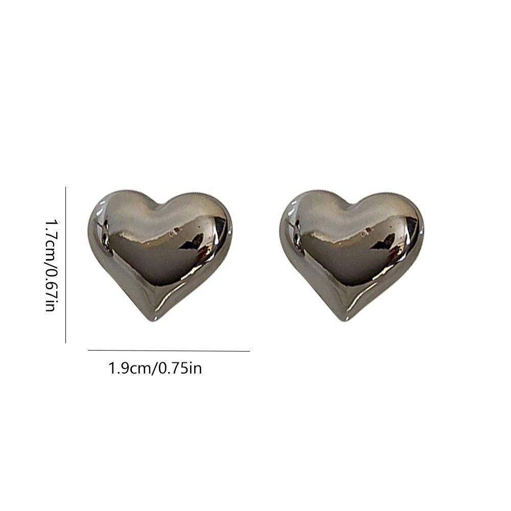 Elegant Pendientes Love Heart Earrings Solid Color Alloy Metal Stud Earring Jewelry Accessories Piercing Ear Stud Decoration