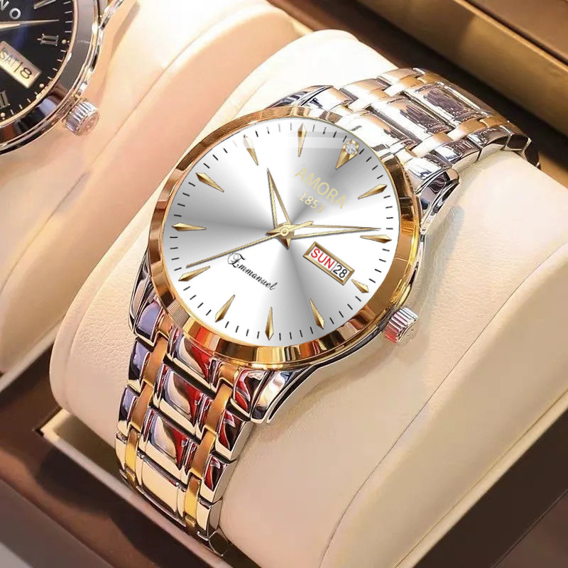 【Special offer】New Business Men's Waterproof Automatic Quartz Watch with Night Light Dual Date Fashion Watch
