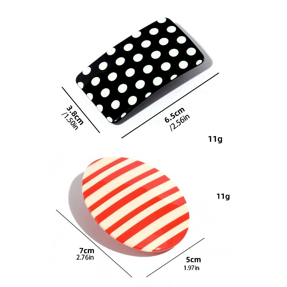 Creative Polka Dot Hair Clip Colorful Striped Cute Spring Clip Sweet Acetate Hairpin Hair Accessories