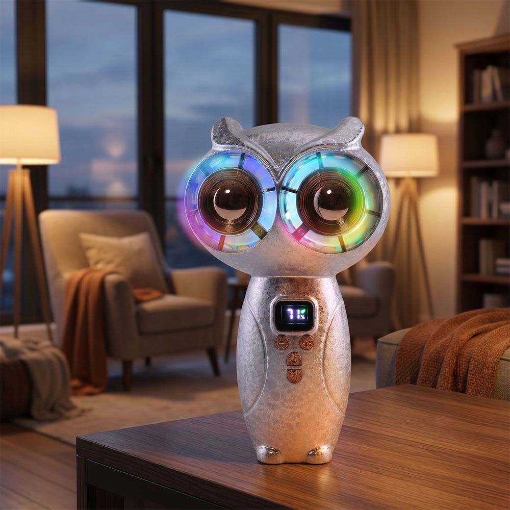 Cute Turbo Mini Handheld Fan Strong Wind Rechargeable Rechargeable Fan Owl Shaped Handheld Cartoon Owl Fan for 3000mAh Desktop Use