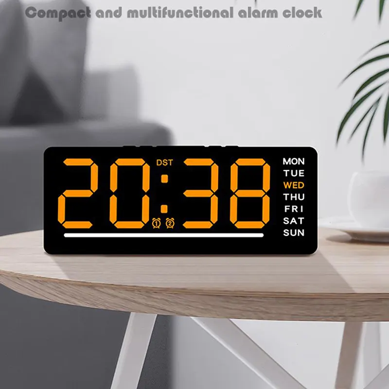 Smart Mute LED Electronic Wall Clock Modern Desk Clock Night Alarm Minimalist Thermometer Clock Home Decor For Room CF8