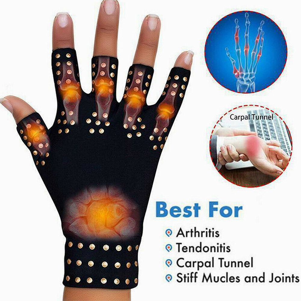 Wenefang Fashion 1Pair Magnetic Therapy Fingerless Gloves Arthritis Pain Relief Heal Joints Braces Supports Health Care Sport Safe Wrist Support
