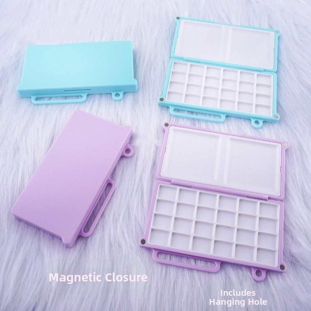 Compact Magnetic Watercolor Paint Box 24 Grid Mini Empty Paint Palette Portable Foldable Travel Painting Tray Studio Use