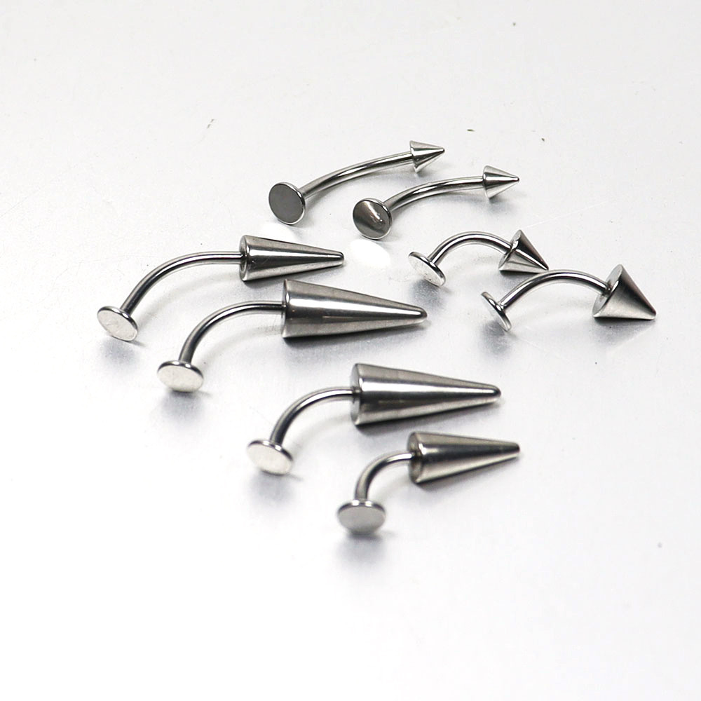 【Whoever uses it, who praises it】Stainless Steel Flat Bottom Curved Rod Lip Nail Wine Nail Cheek Devil Nail Tip Cone Tiger Tooth Nail Puncture Jewelry
