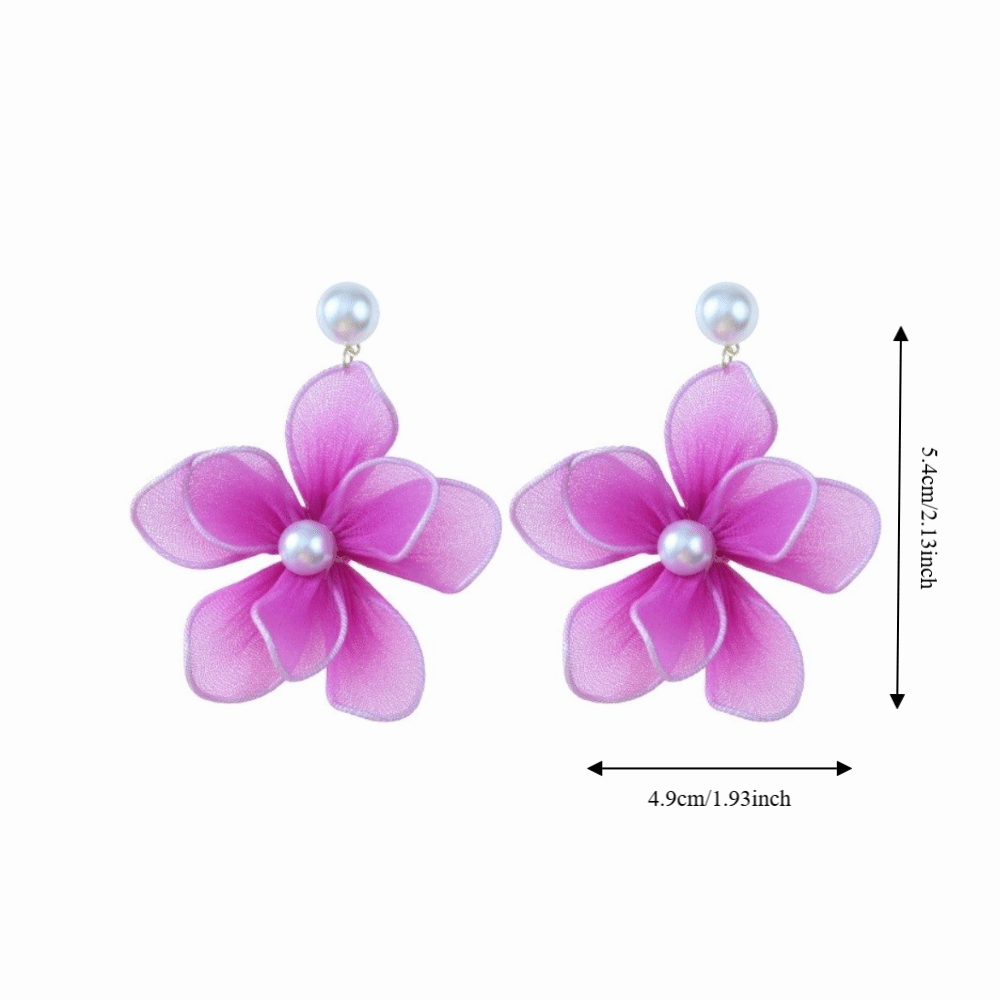 Trendy Sweet Mesh Flower Dangle Earrings Elegant Beach Earrings Women Ear Jewelry Petals Stud Earrings Party