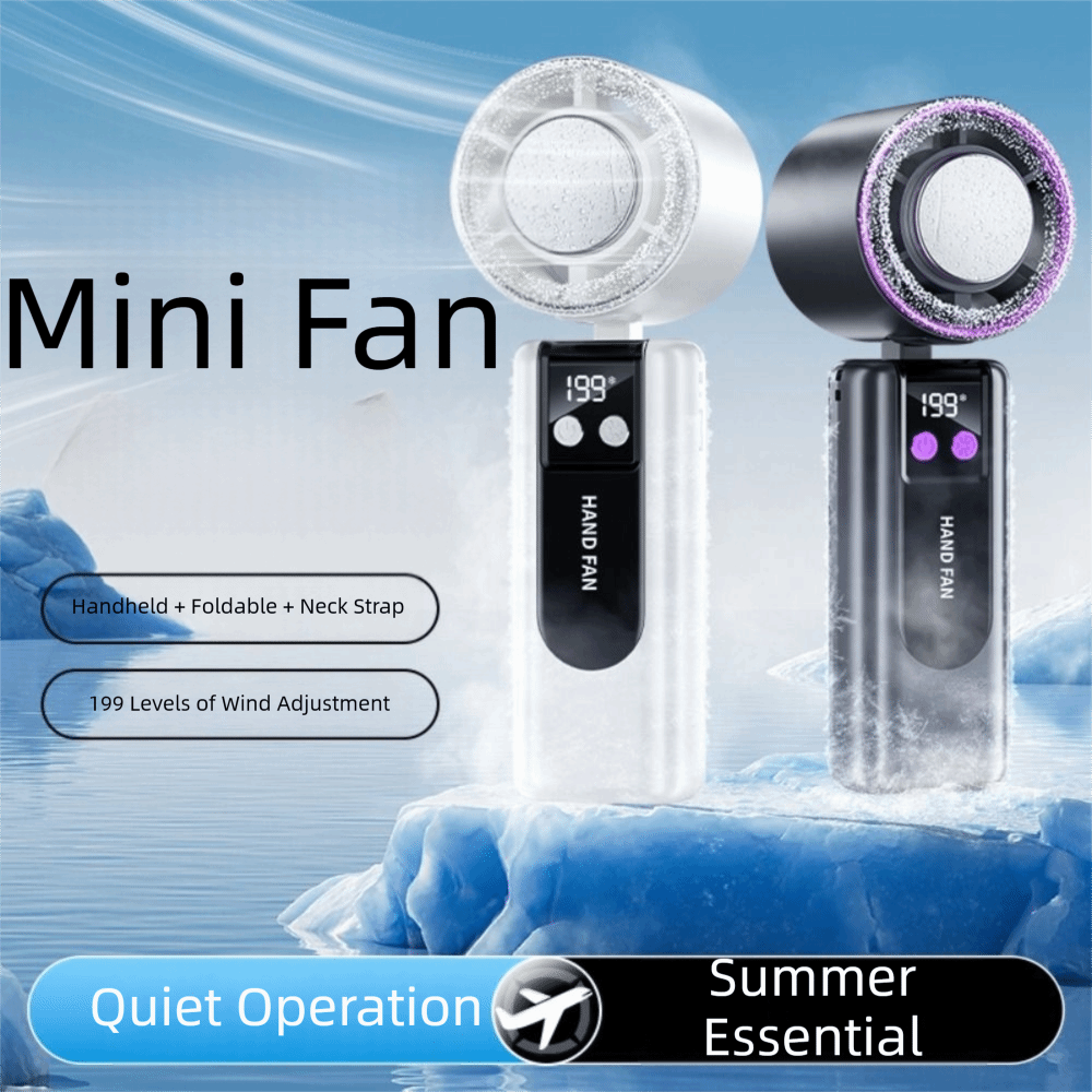Personal 199 Gear Wind Handheld Fan Semiconductor Refrigeration High Speed Portable Cooling Fan Powerful Airflow Foldable Mini Turbo Fan Walking