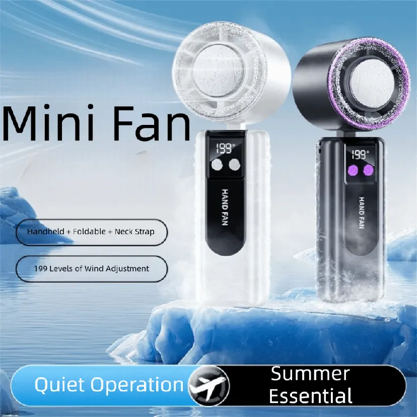Cooling Gadget 199 Gear Wind Handheld Fan High Speed Semiconductor Refrigeration Portable Cooling Fan Foldable Powerful Airflow Mini Turbo Fan Beach