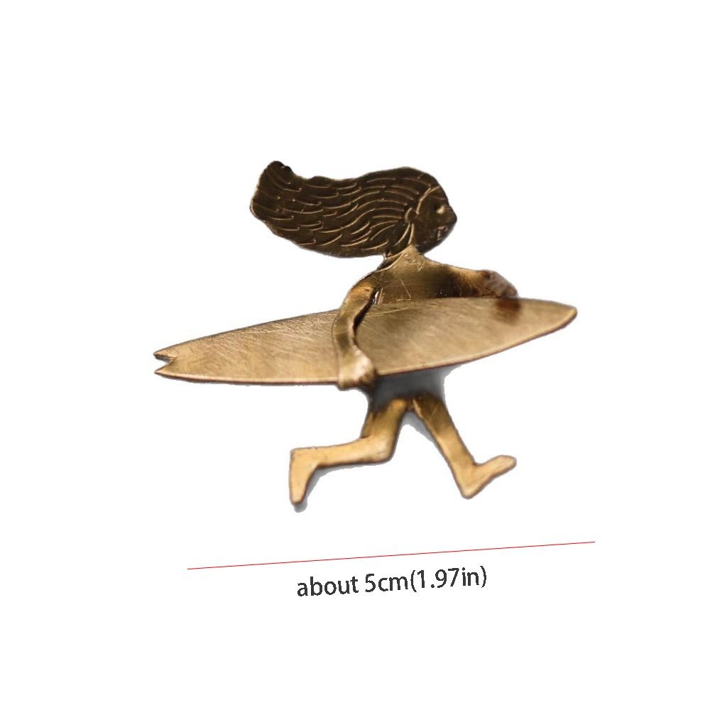 Fashion Color Surfing Girl Brooch Irregular Vintage Lapel Pin Exaggerated Elegant Beach Jewelry Outdoor