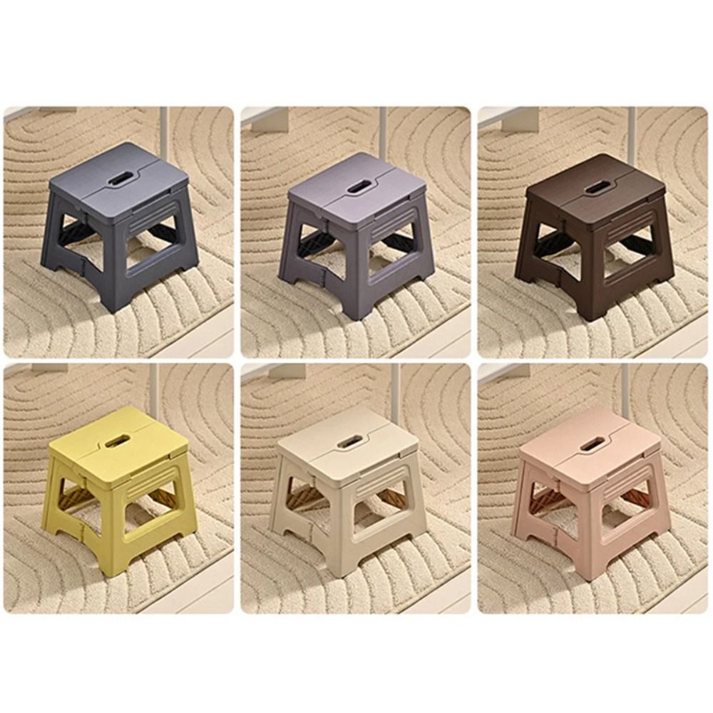 Portable with Handle Folding Step Stool Collapsible Lightweight Small Bench Thickened Plastic Footstool Hiking