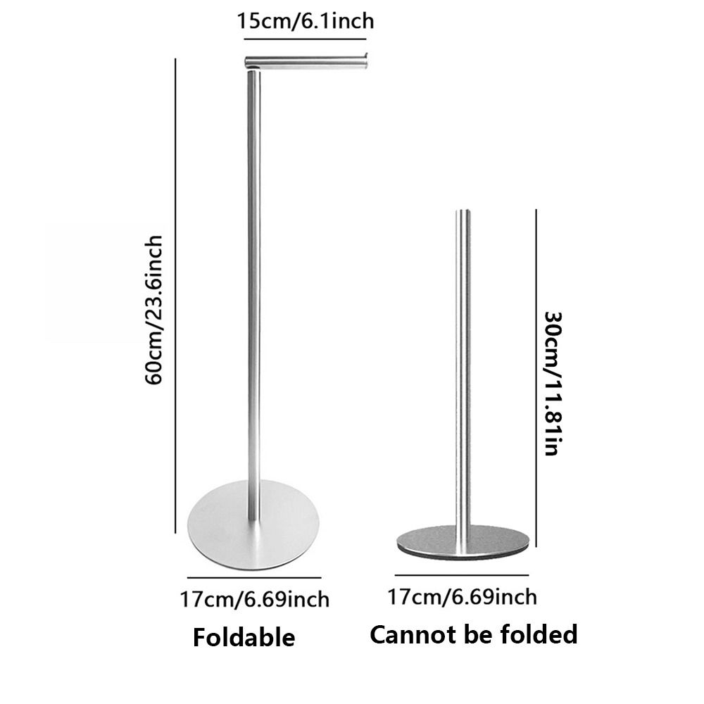 Convenient Rust-Proof Freestanding Toilet Paper Holder Single Pole Non-slip Bathroom Tissue Rack Stable Base Foldable Stainless Steel Paper Roll Stand Bedroom