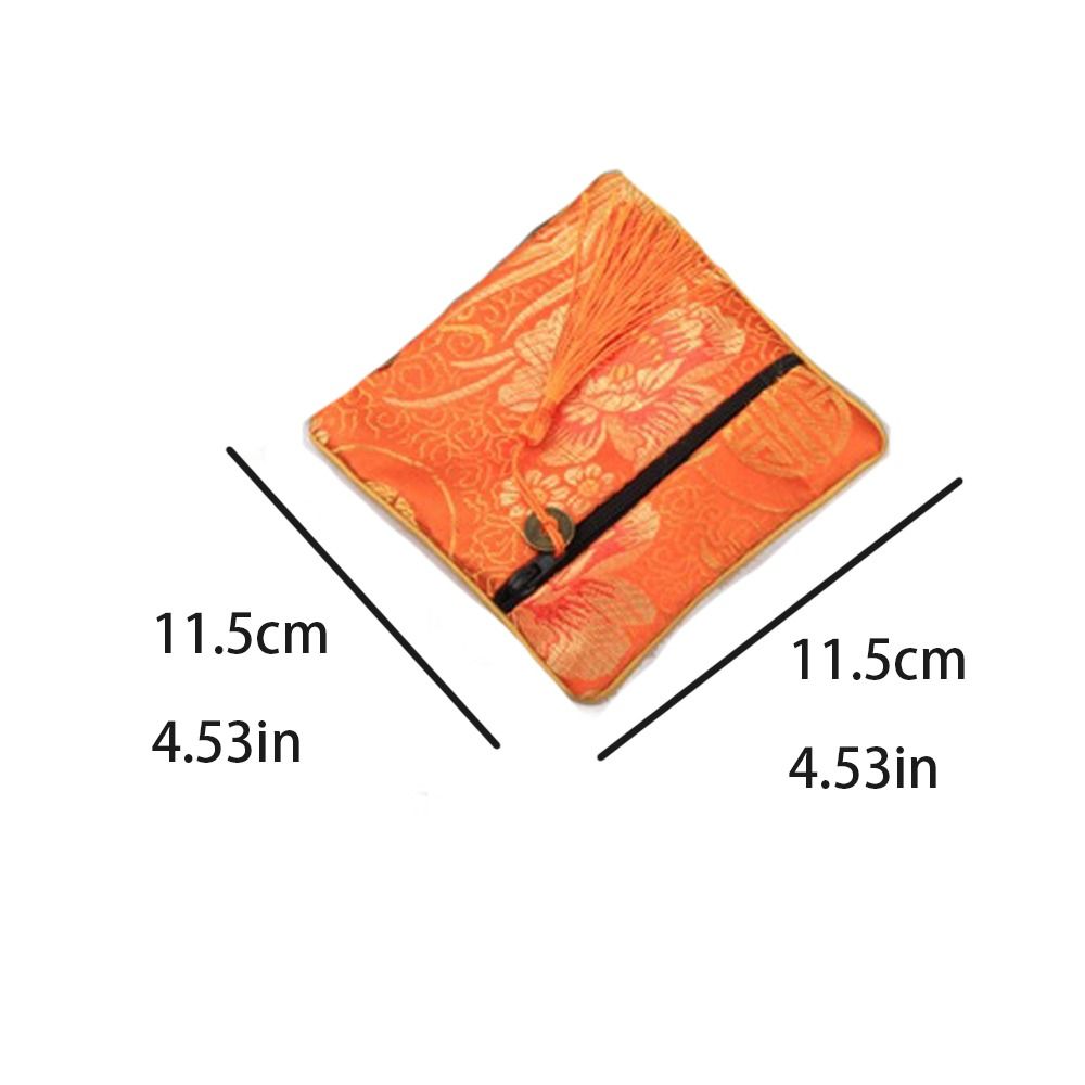 Portable Tassel Mini Embroidery Canvas Coin Purse Cash Pendant Square Flower Jewelry Packing Bag Small Handbag Purse Wallets Chinese Style Money Bag Outdoor