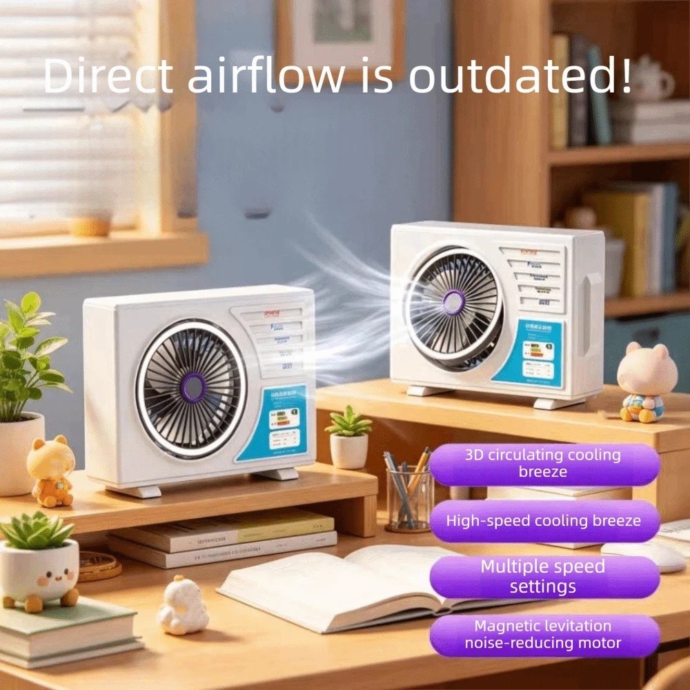Practical High Speed Desktop Fan Low-Noise Charging Circulating Fan Adjustable Wind Levels Compact Body Mini Fan Indoor Summer Use