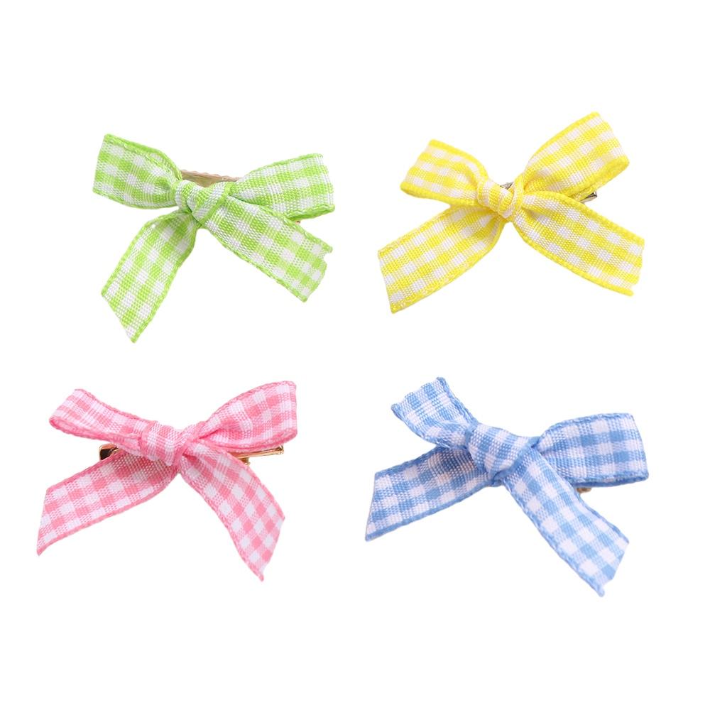 Cute Retro Small Hairpin Bow Mini Plaid Bowknot Hairpin Children's Hair Clip Headwear Female Hair Accessories