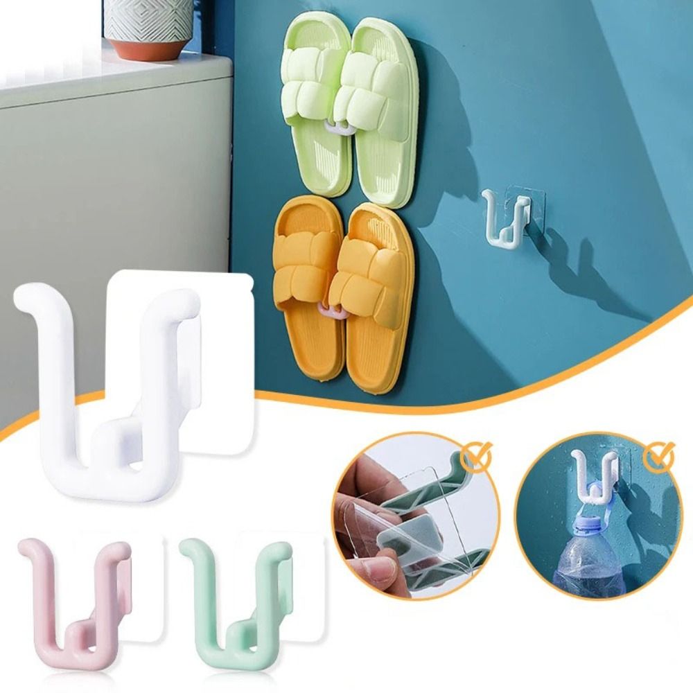 5pcs Storage Hook Self-adhesive Slipper Rack Acrylic Simple Slipper Hook Mini Wall-mounted Shoe Drying Rack Home