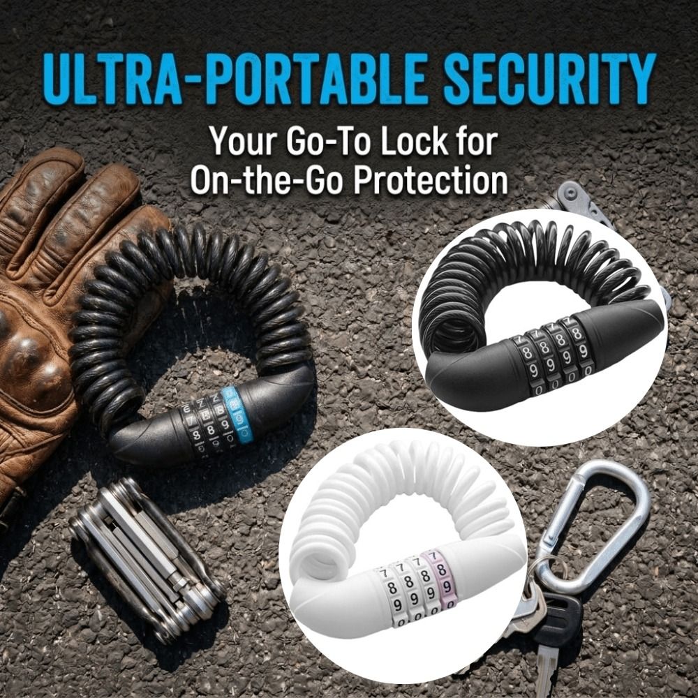 Bike Accessories 4-Digit Combination Password Wire Lock Portable Safety Helmet Lock Flexible Stretchable Anti-Theft Lock Bike