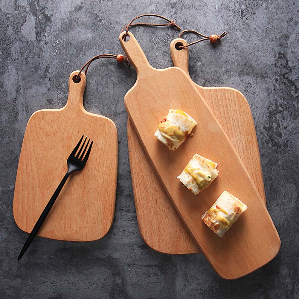 Non slip Unpainted Wooden Kitchen Handle Bamboo Chopping board Cheese Board Cutting Board Desktop decor