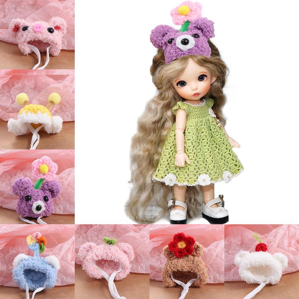 Photo Props Plush Hamster Cap Cute Hand Crocheted Cotton Doll Hat Mini DIY Doll Hat Winter