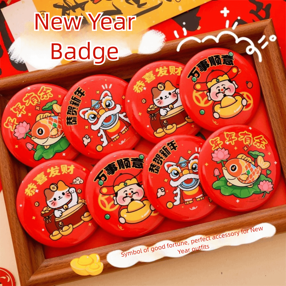 Cartoon Style Cute Design Spring Festival Brooch Colorful Mini Brooch Decoration Badge High Beauty New Year's Badge Gift Giving