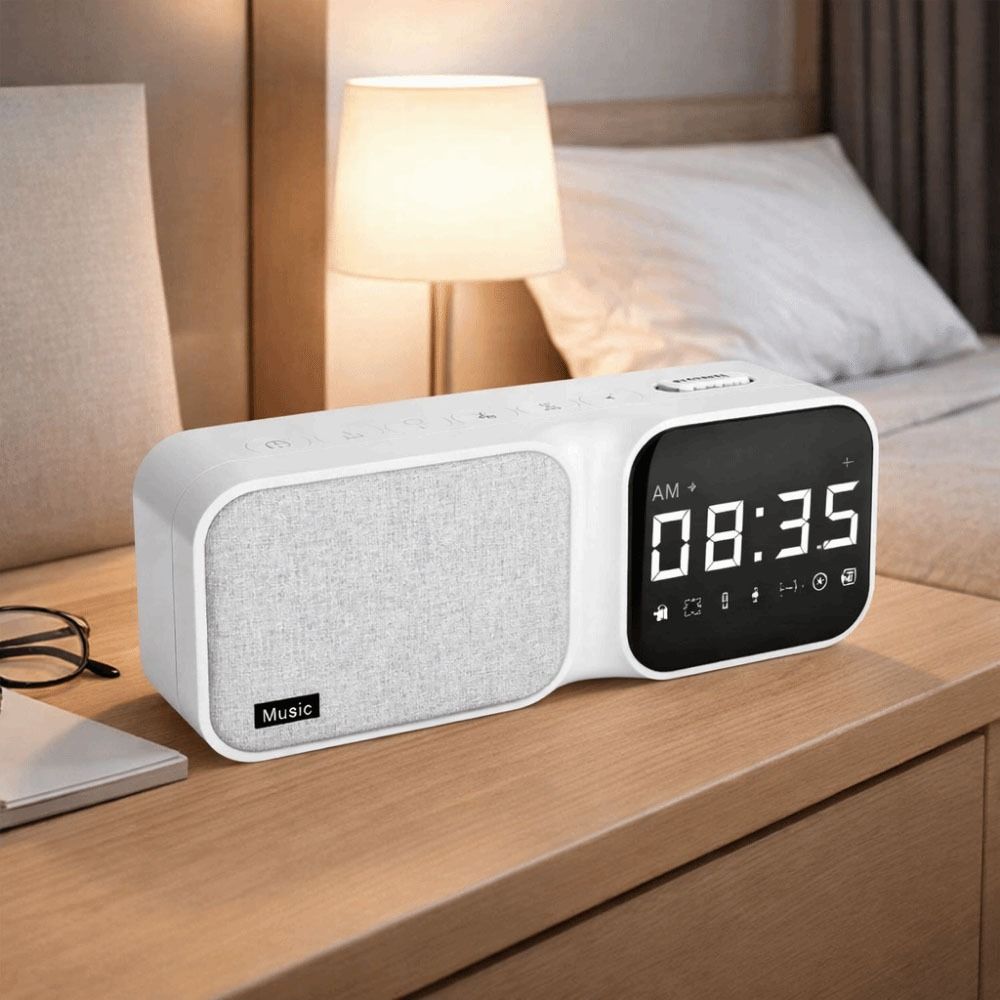 Bass Speaker FM Radio Bluetooth Speaker LED Display Wireless White Noise Device Portable High Fidelity Sleep Aid Device For Infant and Toddler