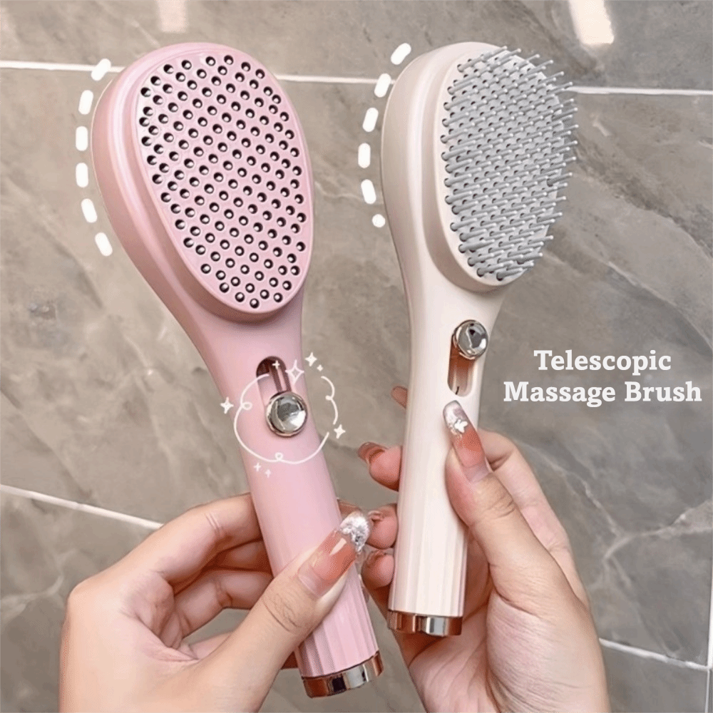 Portable ABS Hair Comb Anti-Static Self-Cleaning Hair Brush Retractable Scalp Massaging Brush