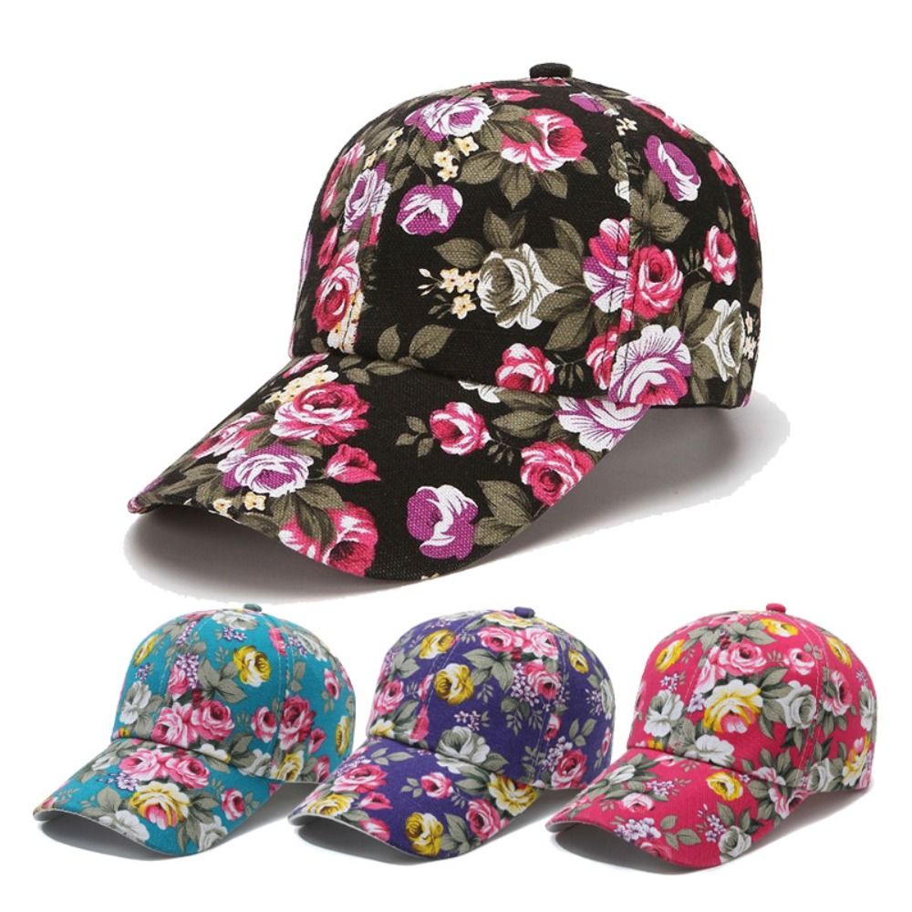New Flower Printed Baseball Cap Colorful Sun Protection Hip Hop Gorras Fishing Cap Women