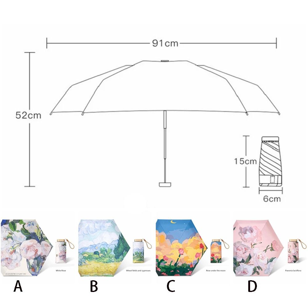 Easily Store Mini Sun Umbrella Portable Lightweight 6-Folding Parasol Anti UV Creative Pocket Sunshade Umbrella Travel
