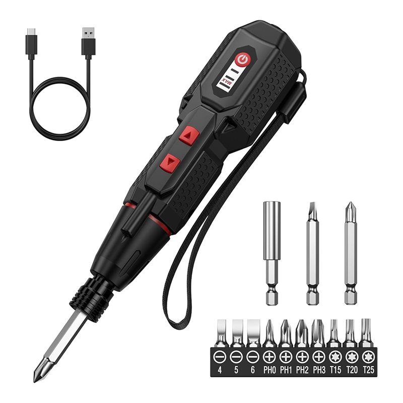 Electric Cordless Screwdriver,Rechargeable 13-Bit Set Featuring 3 Torque Levels, 1600mAh Battery& LED Lighting