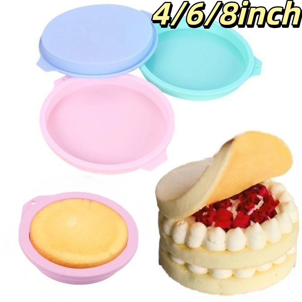 New 4/6/8inch Round Cake Mould Reusable Silicone Silicone Cake Pan NonStick Surface DIY Bakeware Mold Cake Baking