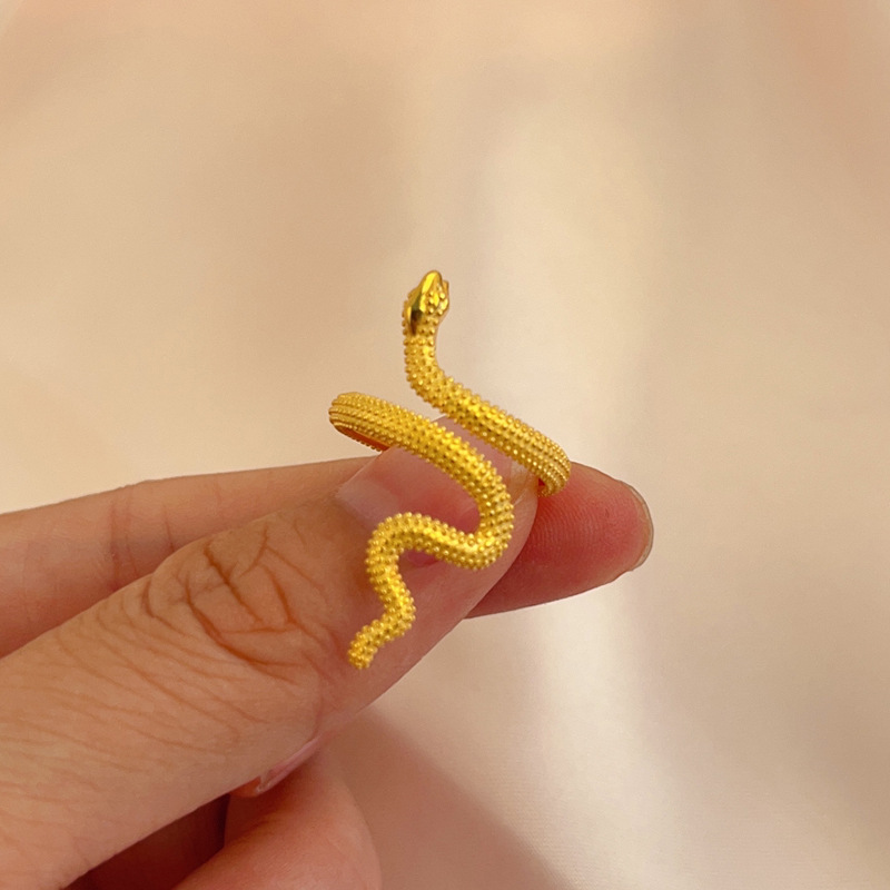 designs】Exquisite Small Gold Snake Ring Women's 2025 New Niche Design Sense Golden Snake-shaped Snake Ring