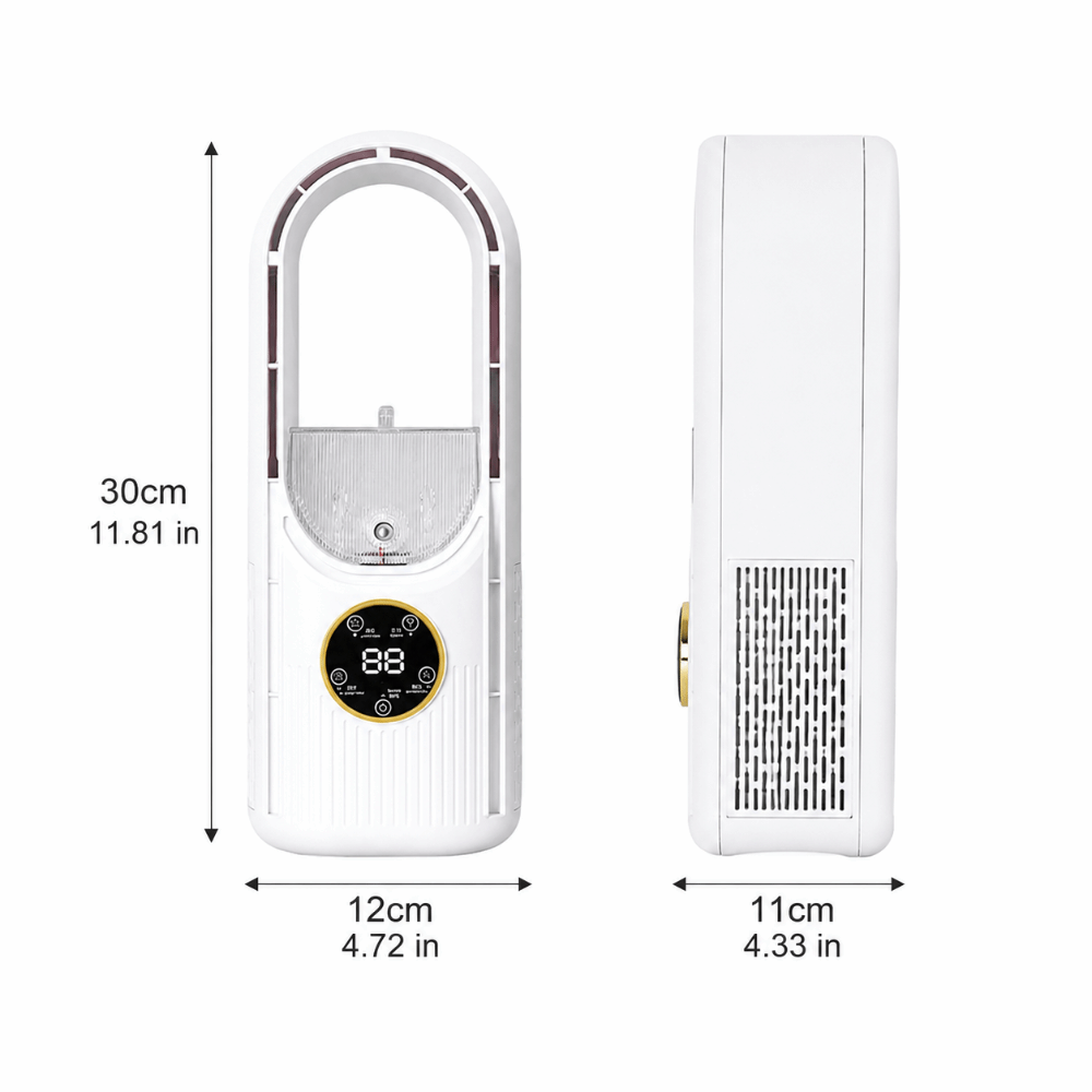 Flexible Usage 6 Speed Portable Air Cooler Silent Timer Humidifying Function Fan Compact Lightweight Bladeless Design Leafless Fan Home Use