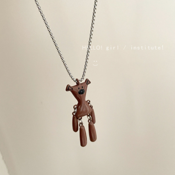 【New Arrivals】【Top-notch Winter Vintage brown Bear Sweater Necklace Hip-hop Design Sense Niche Long Titanium Sweater for Men