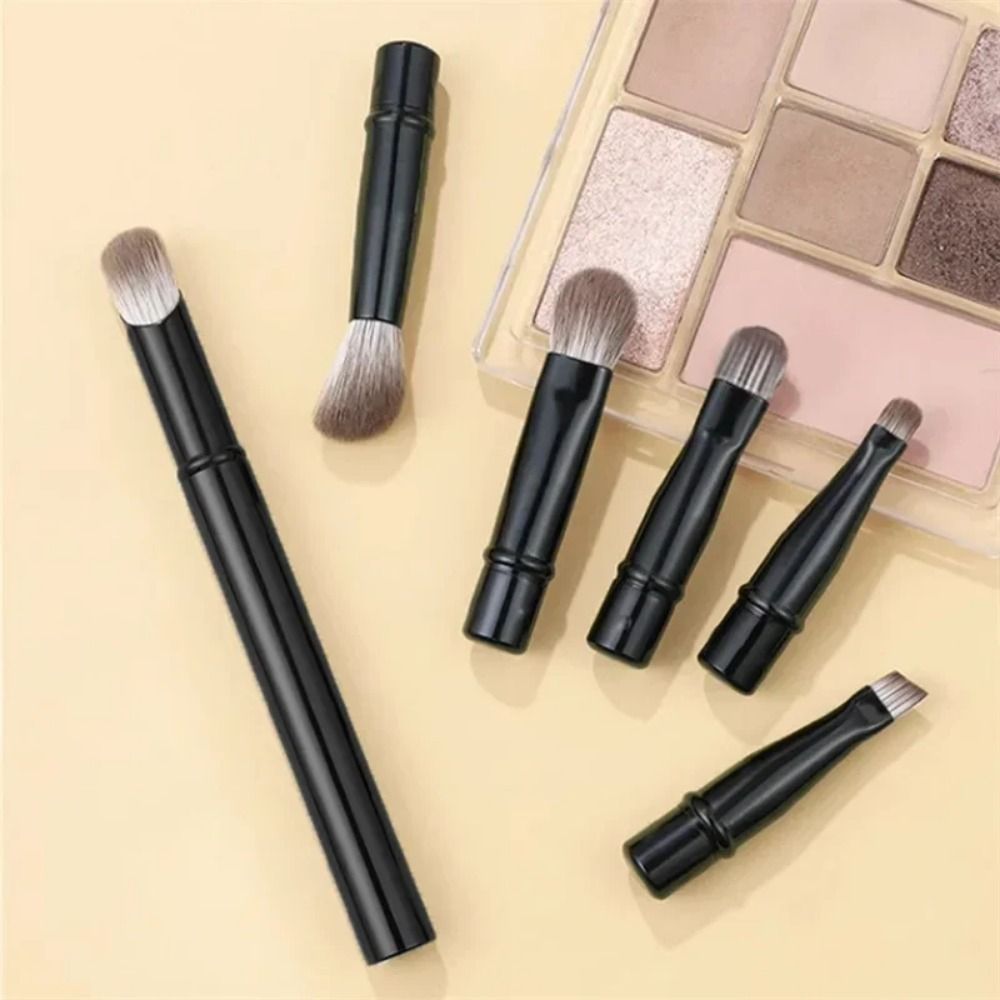 Detachable Mini Travel Makeup Brushes Set With Box Double Ended Face Cosmetic Tools Multifunctional 6Pcs Brushes Portable Cosmetic Brushes Set Outdoor